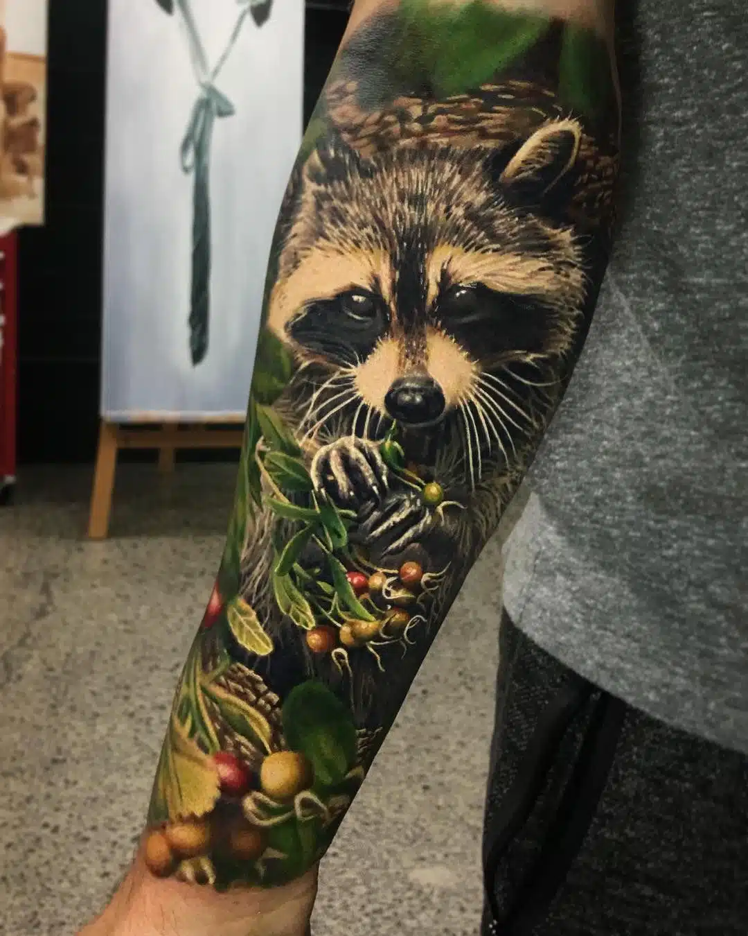 Colorful Raccoon Tattoo