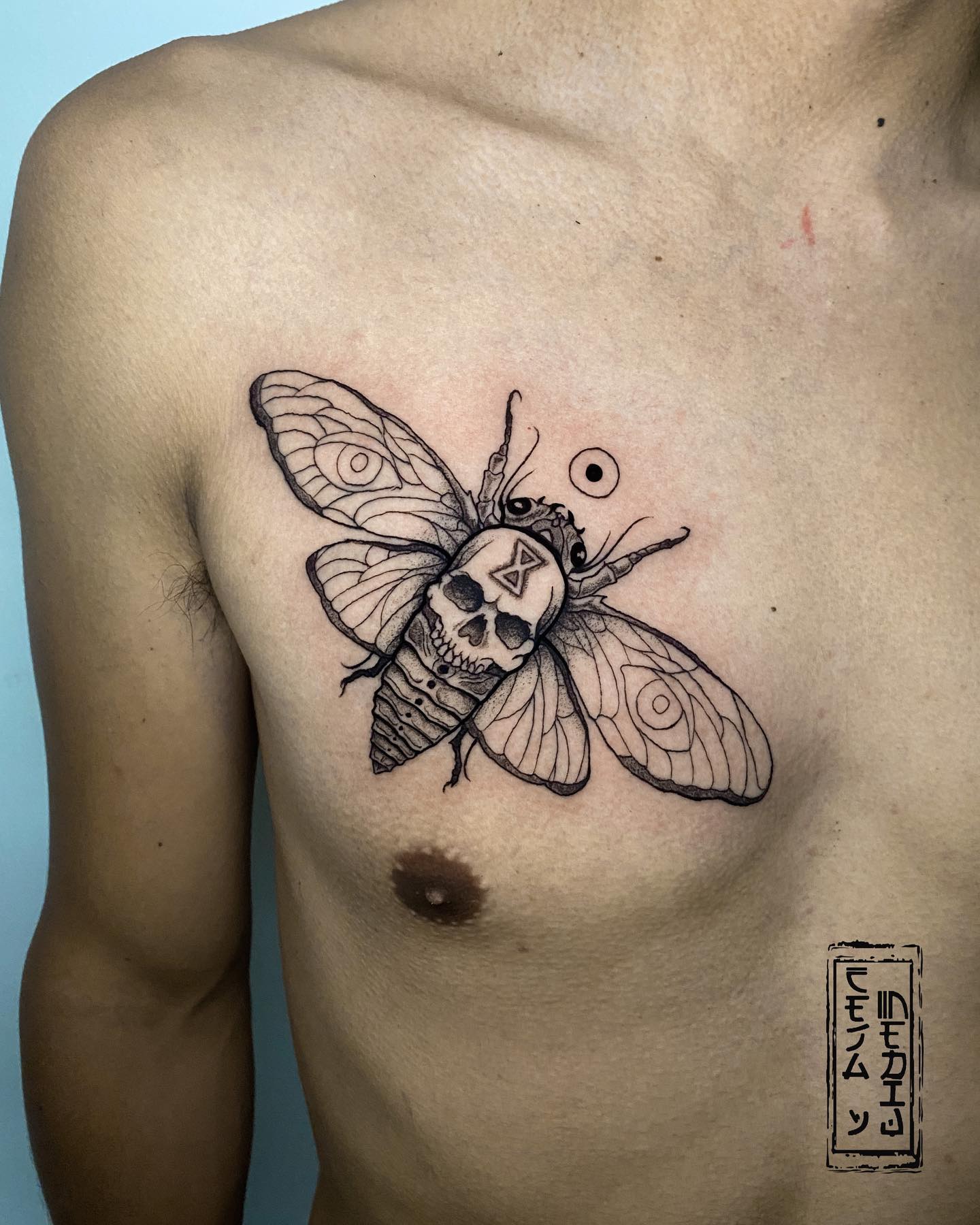 Hourglass Dead Moth Tattoo