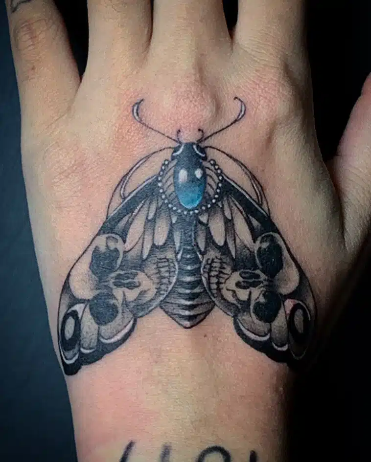 Jeweled Dead Head Moth Tattoo