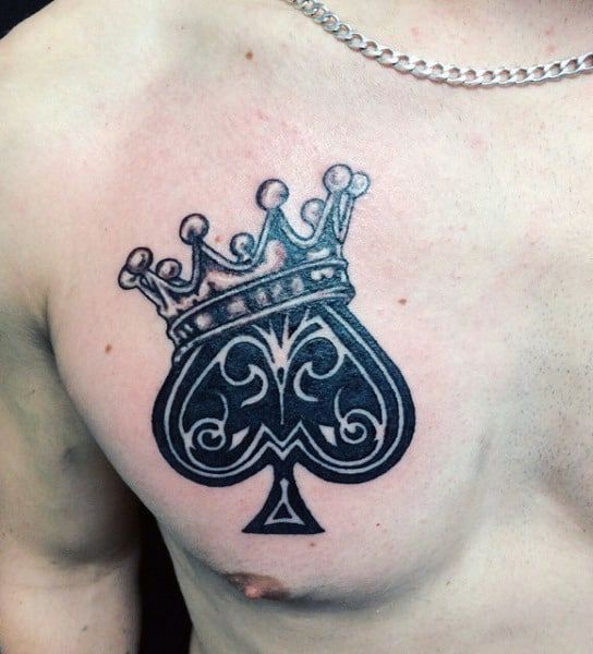King of Spade Chest Tattoo