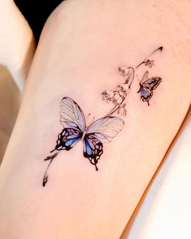 Lily of the Valley Tattoo with Butterfly