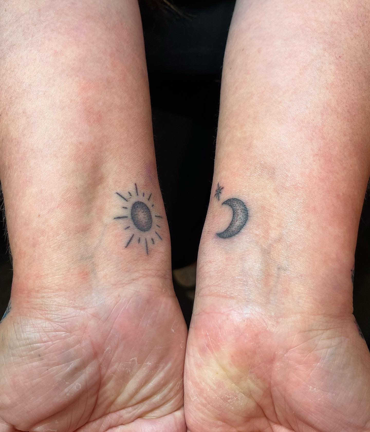Moon And Stars Tattoo On Wrist