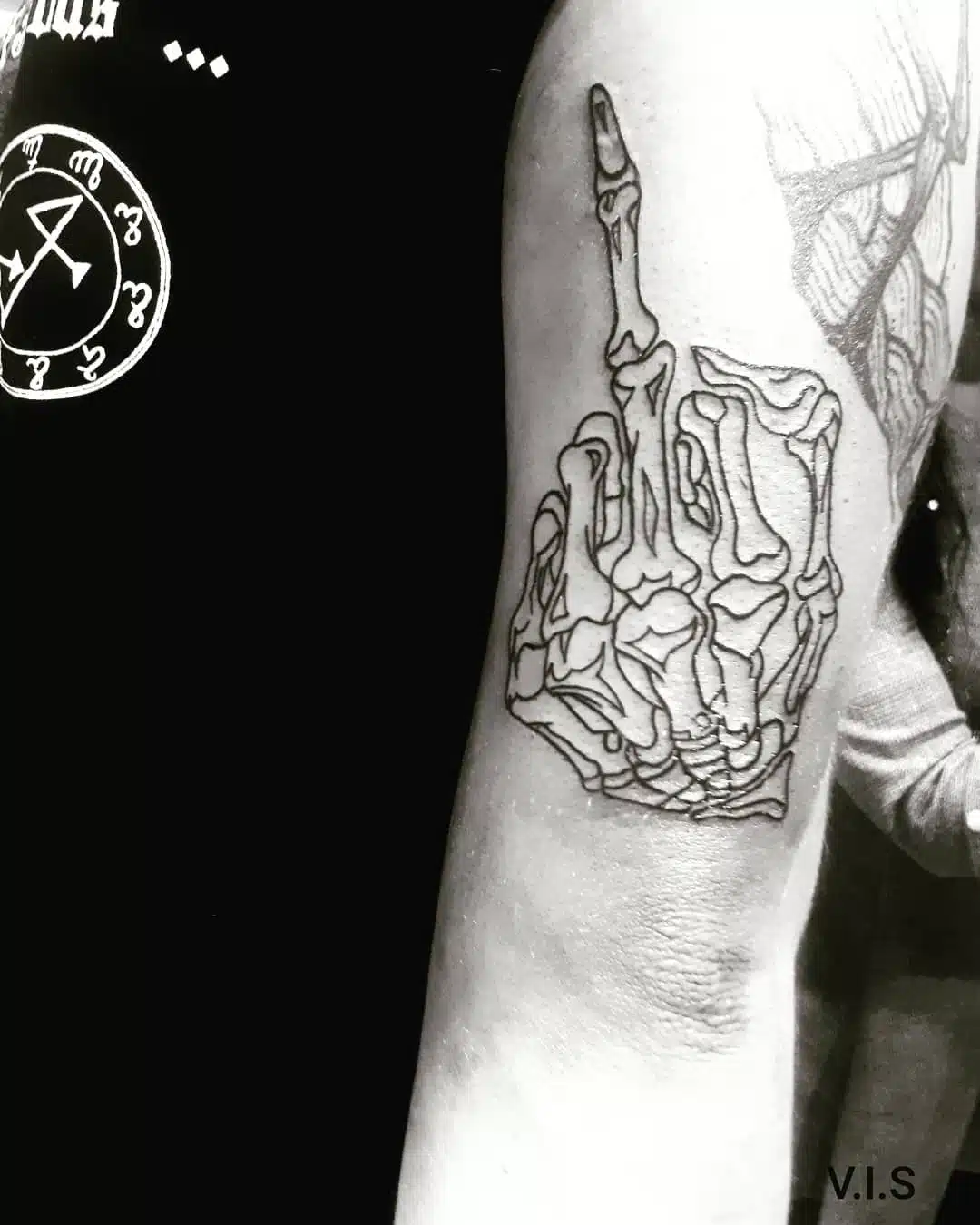 Outline Skeleton Hand Tattoos