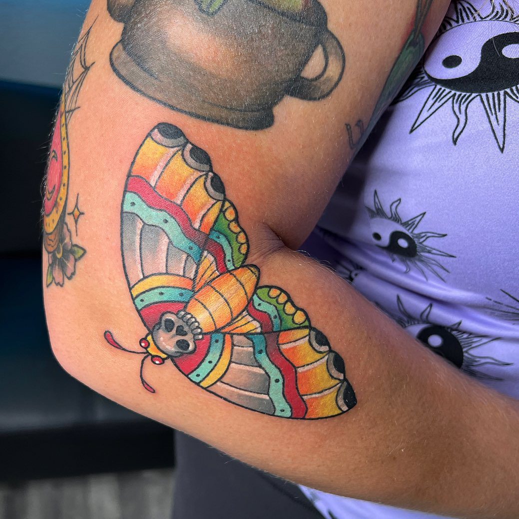 Rainbow Dead Moth Tattoo
