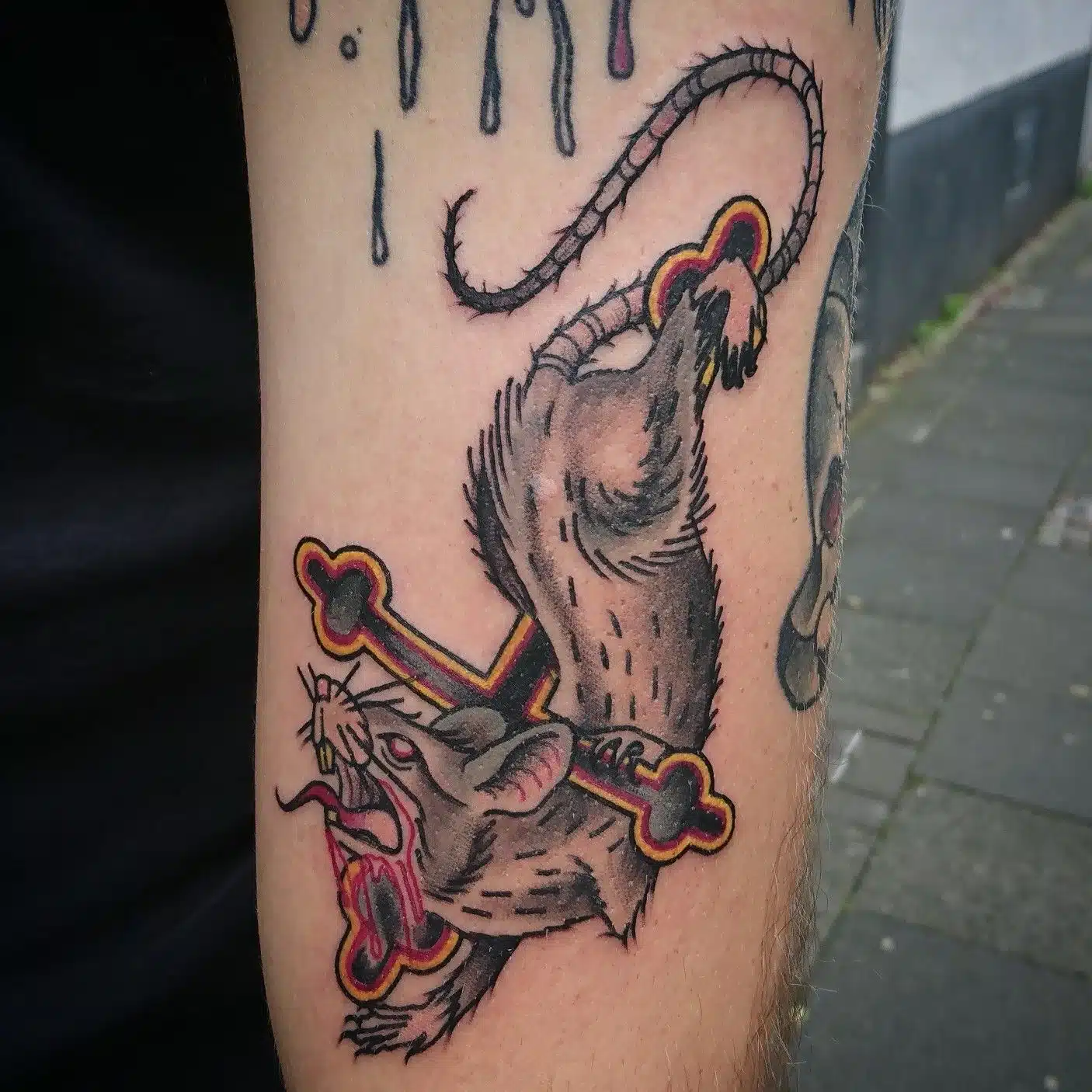 Rat And Cross Tattoo
