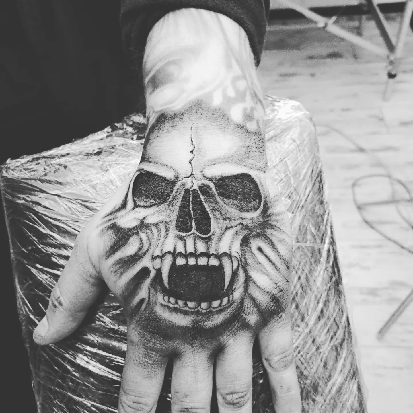 Skeleton Face Hand Tattoos