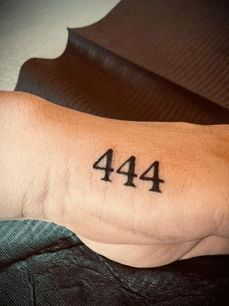 444 Angel number tattoo  Finger tattoos Small tattoos Tattoo fonts
