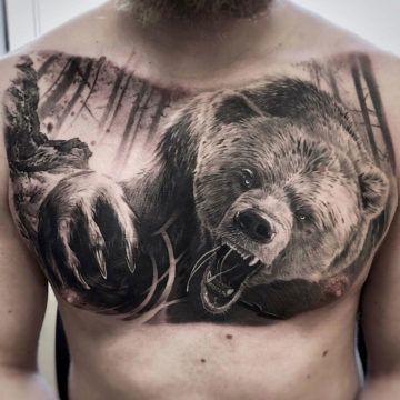 Bear chest tattoo