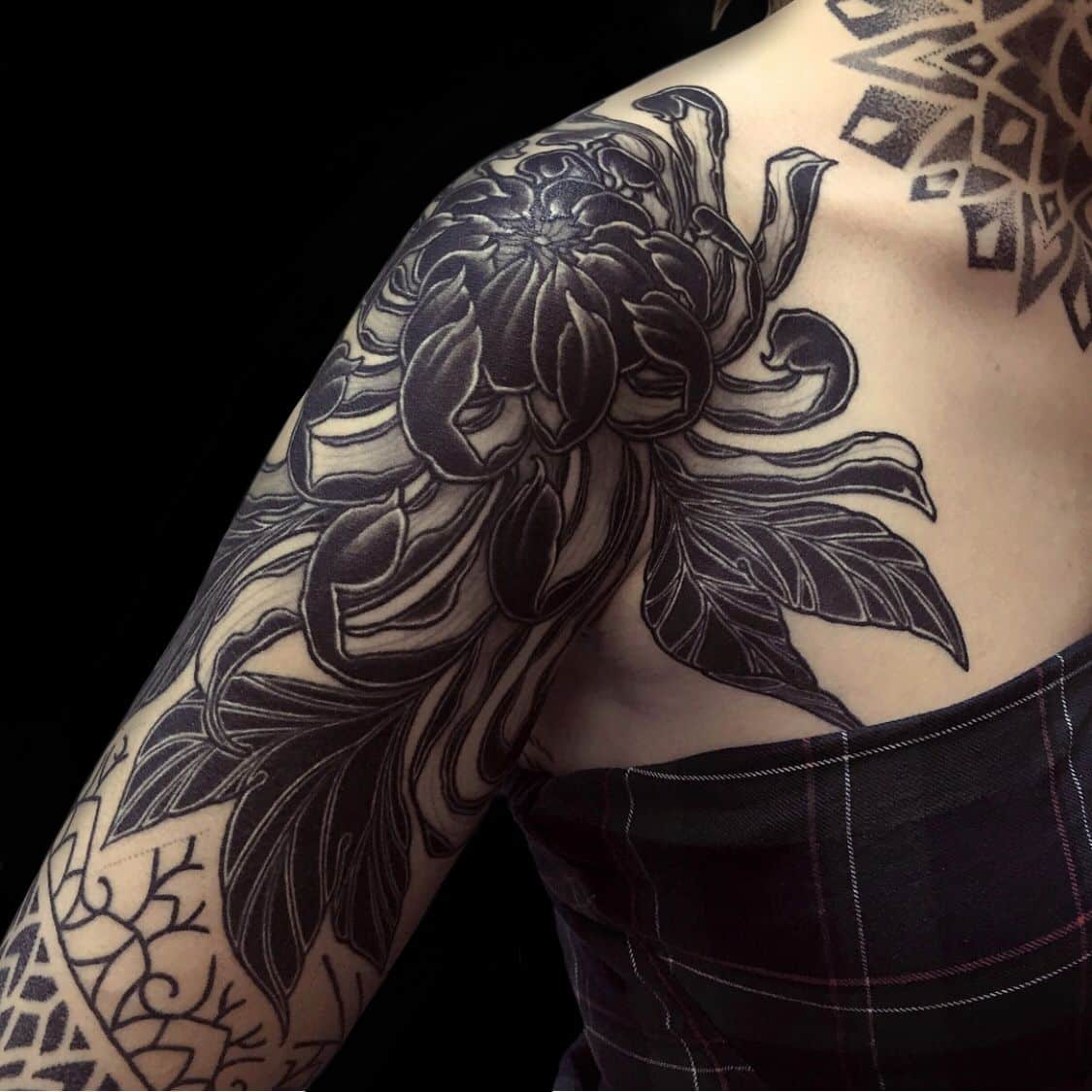 Black Chrysanthemum Tattoo