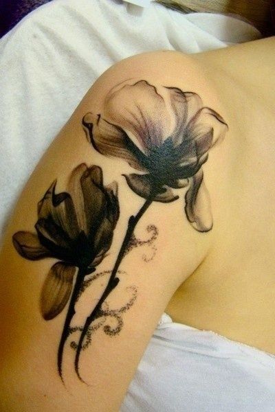 Black poppy flower tattoos