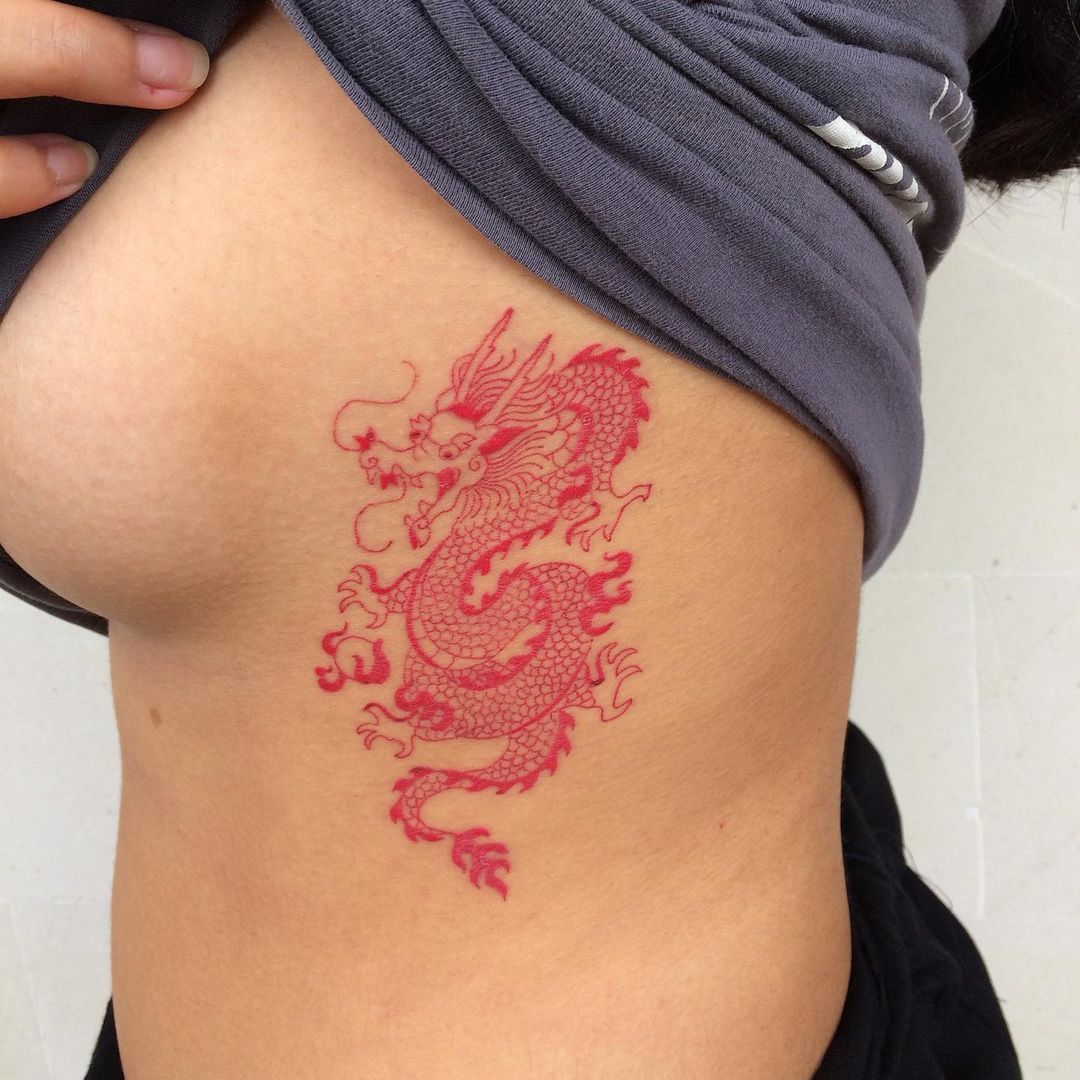 red ink dragon tattoo on thighTikTok Search