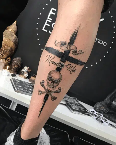 Cross memento mori tattoos