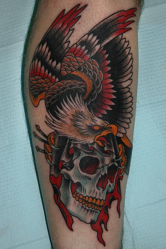 Eagles and skulls tattoo