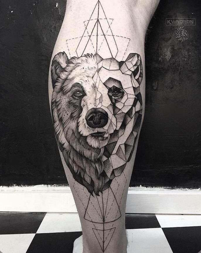 Geometric bear tattoo
