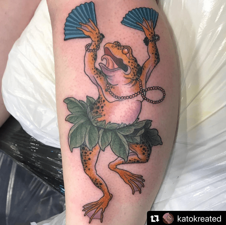 Japanese dancing frog tattoo