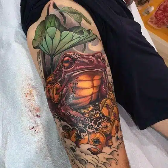 Japanese money frog tattoo