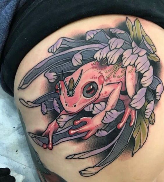 Japanese neo traditional frog tattoo