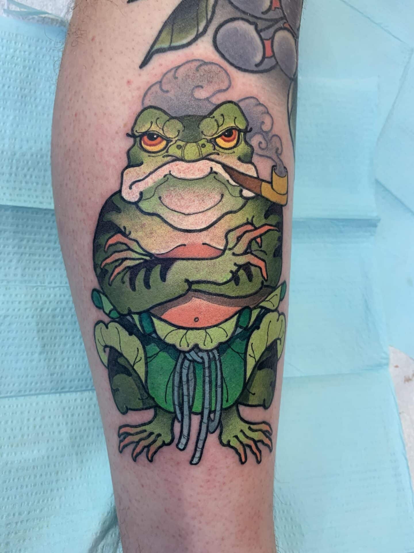 Japanese smoking frog tattoo