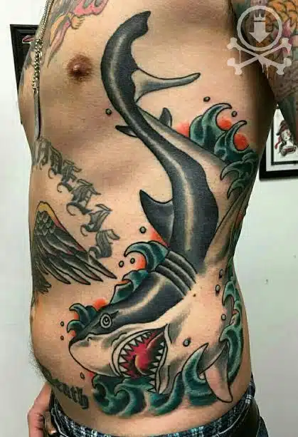 Japanese style shark tattoo