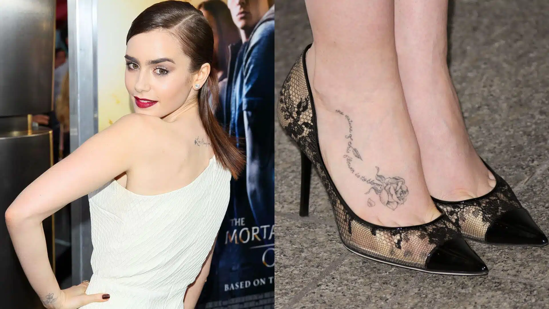 Lily Collinss Rose Tattoo on the Foot