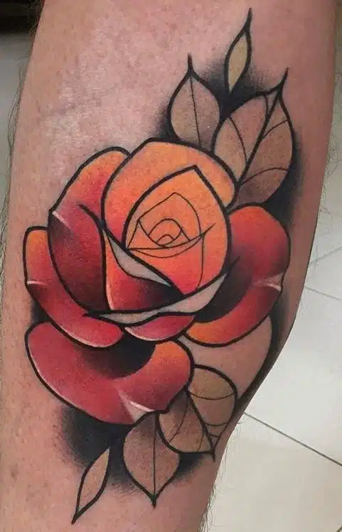 Neo traditional rose tattoo