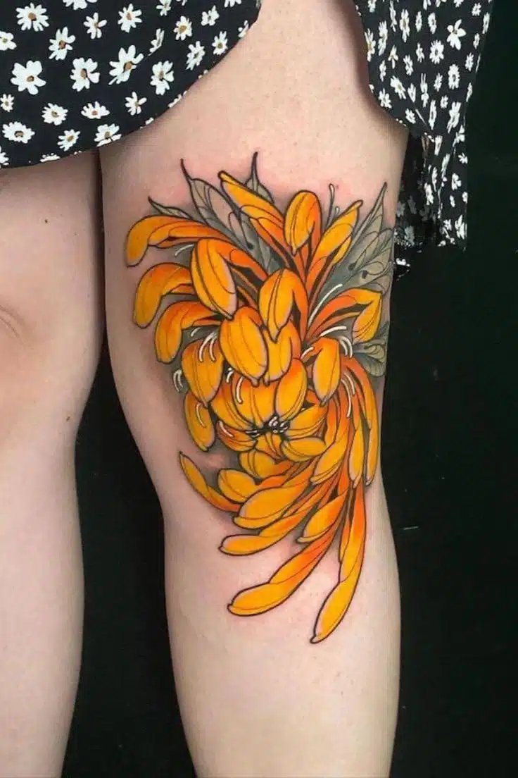 Orange Chrysanthemum Tattoo
