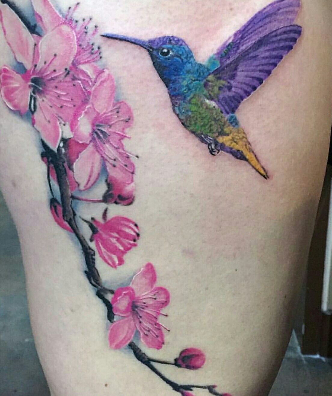 Purple Hummingbird Tattoo