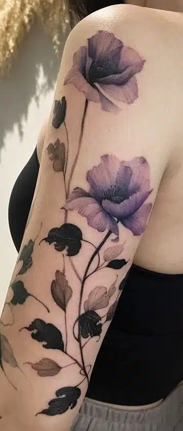 Purple poppy flower tattoos