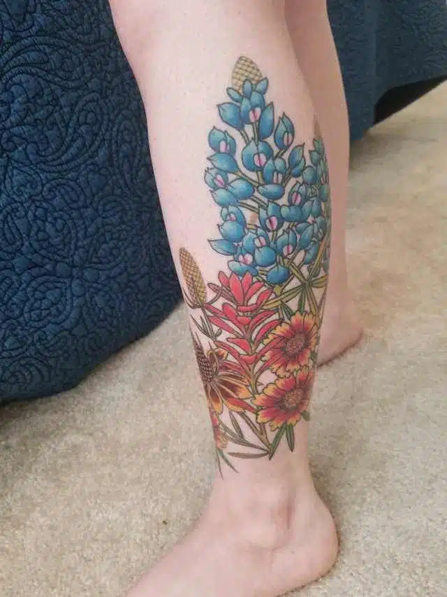 Realistic bluebonnet tattoo
