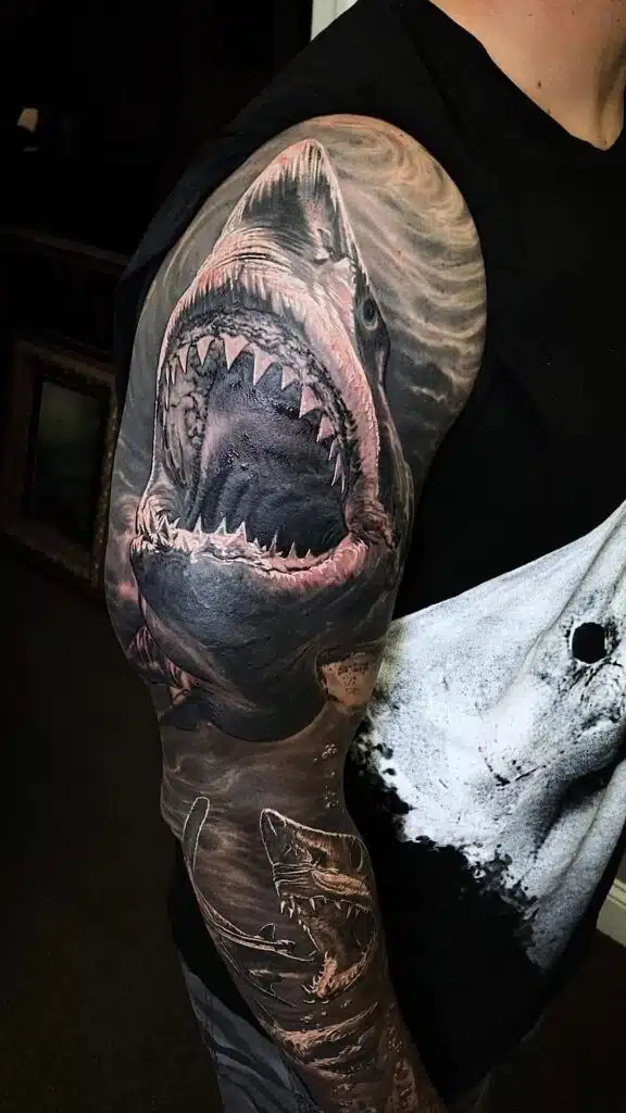 Realistic shark tattoo style
