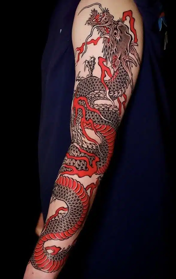 Red dragon arm tattoo