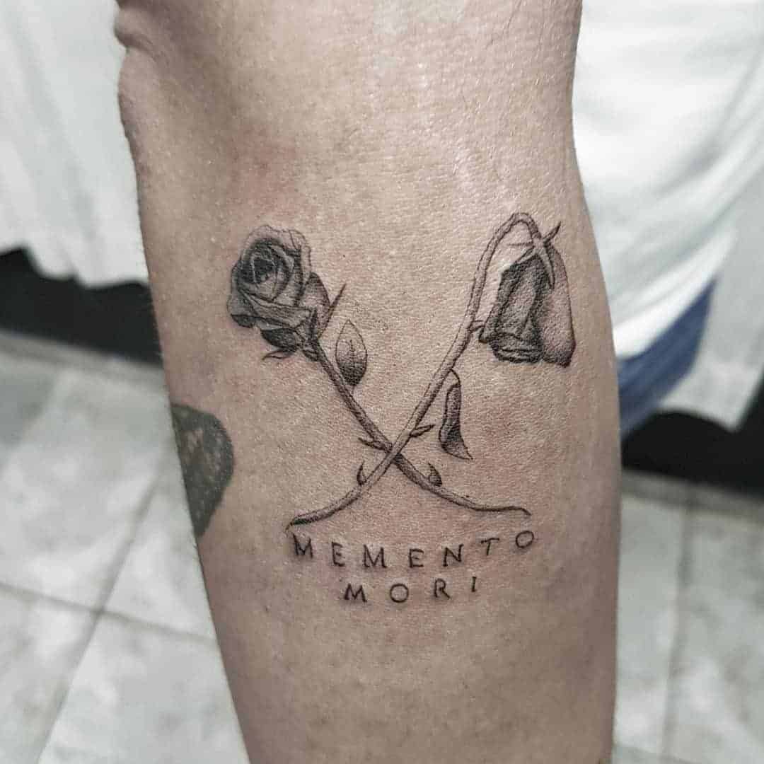 Rose memento mori tattoos