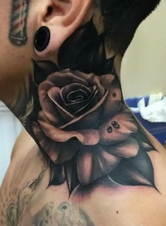 Rose neck tattoos