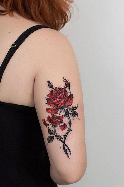 Rose with thorns tattoo