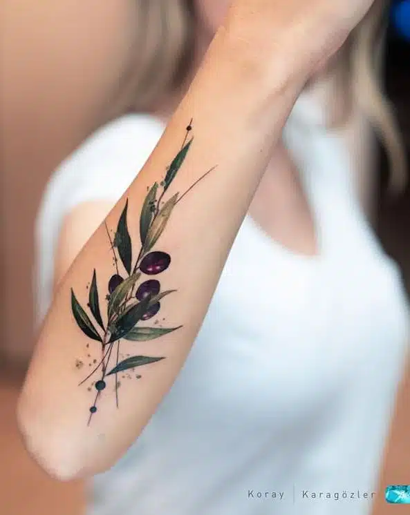 Simple olive branch tattoo