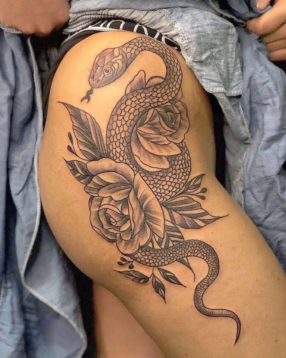 Snake and rose tattoos meaning