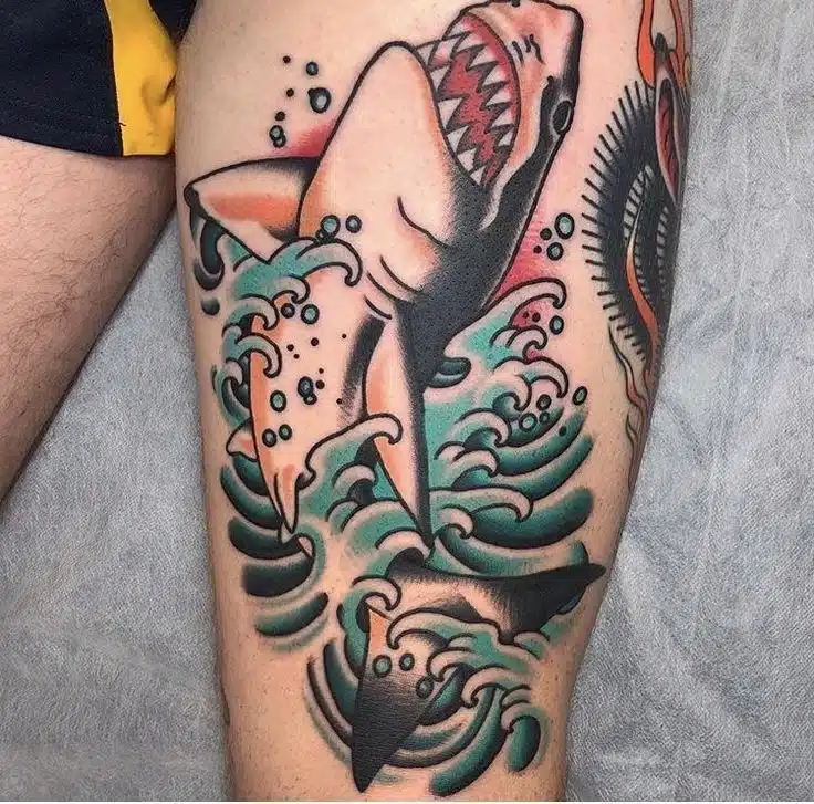 Traditional shark tattoo style