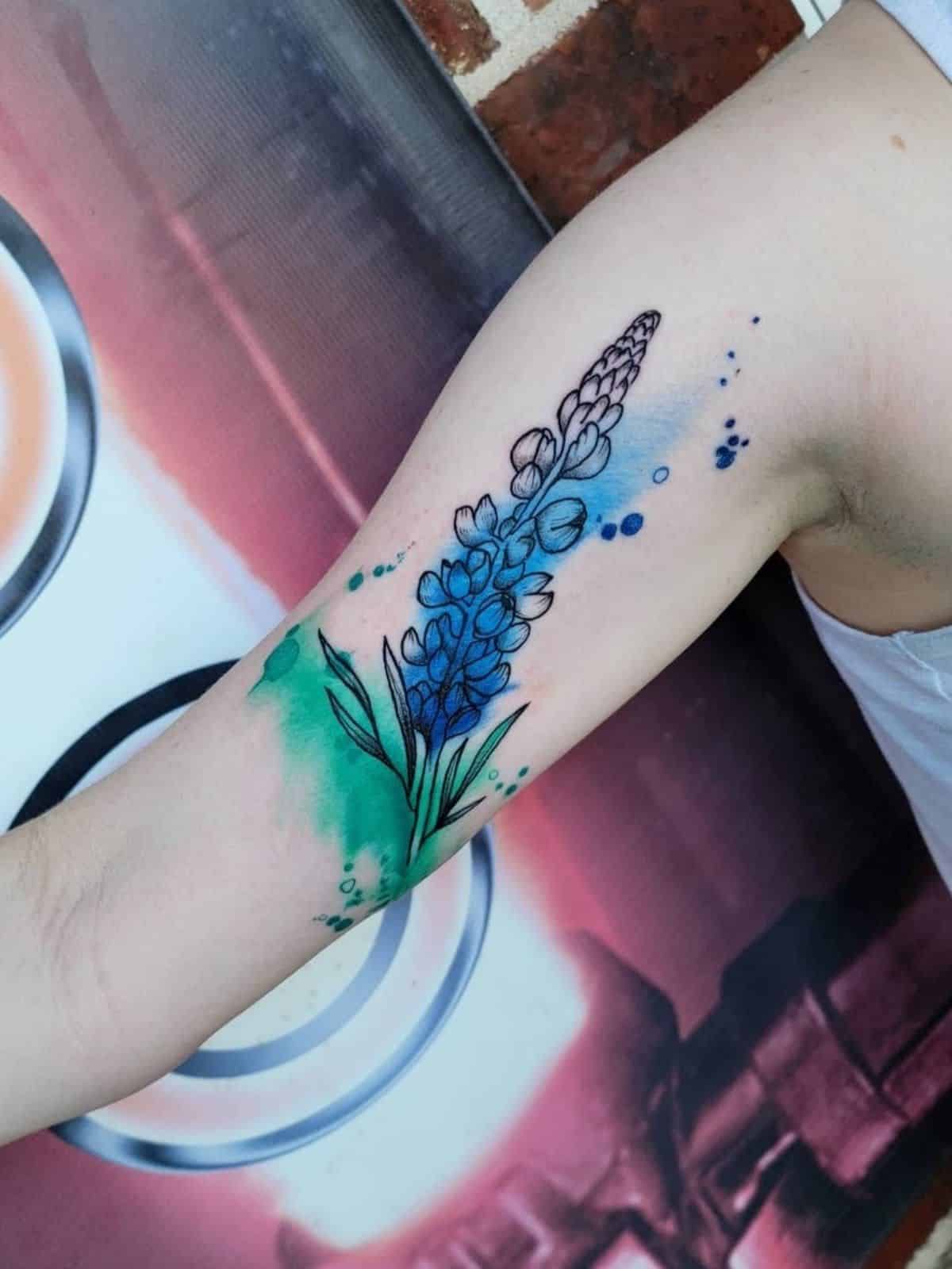 Watercolor bluebonnet tattoo