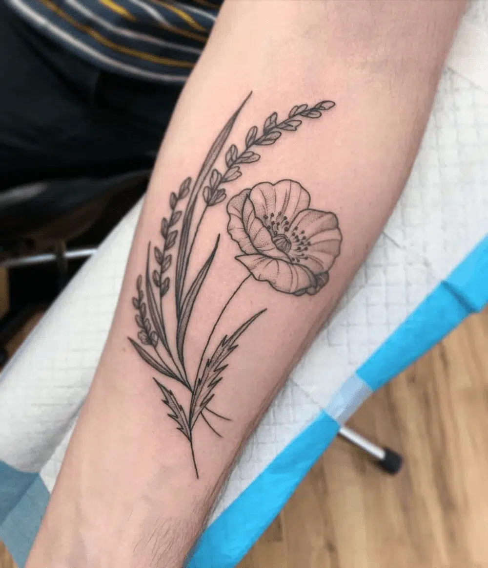 White poppy flower tattoo