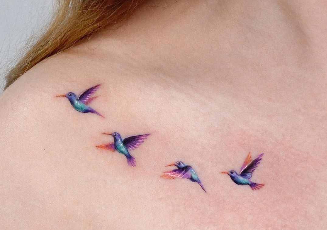 group of hummingbirds tattoo