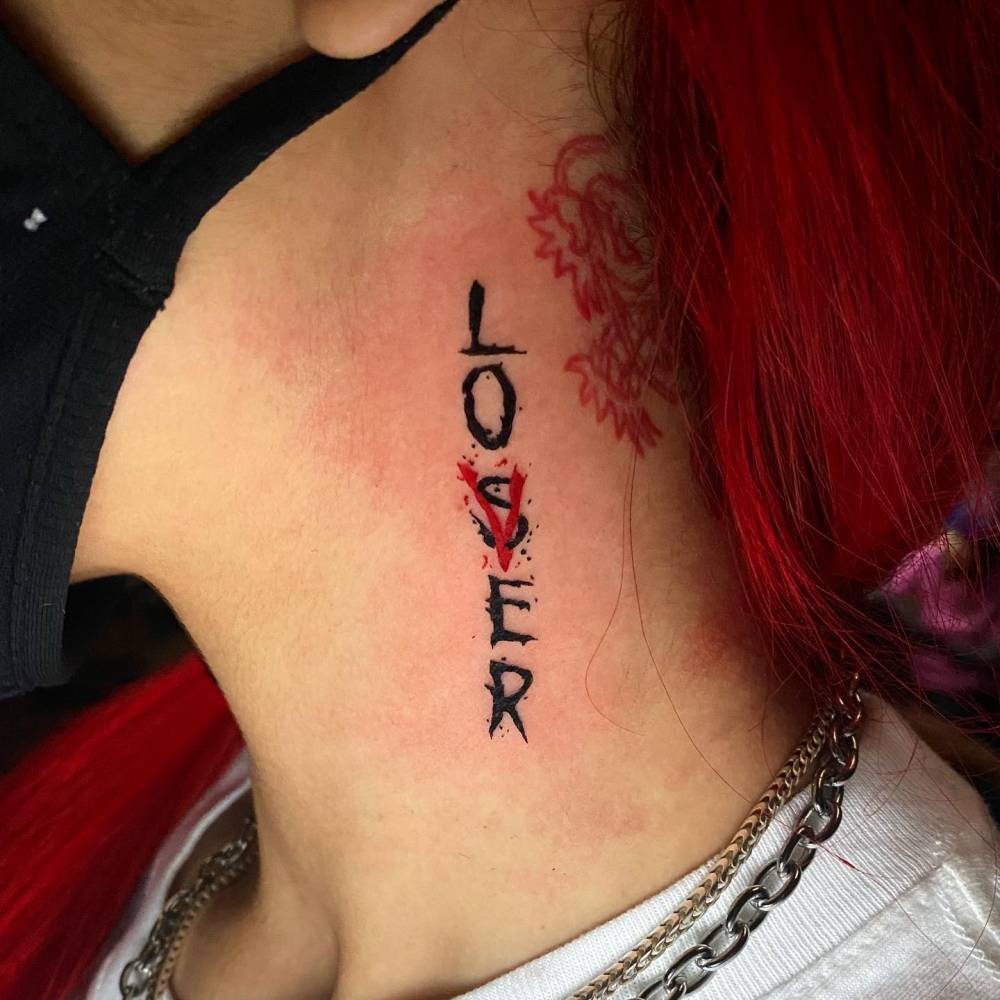 loser lover neck tattoo