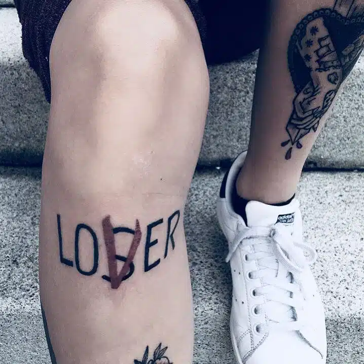 loser lover shin tattoo