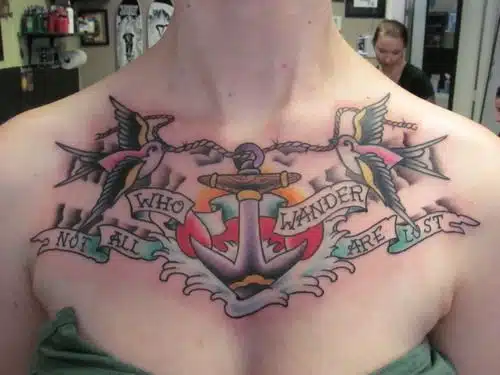 Anchor chest tattoos for women