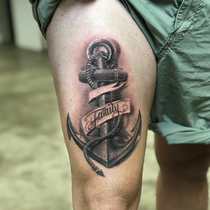 Anchor leg tattoos for men