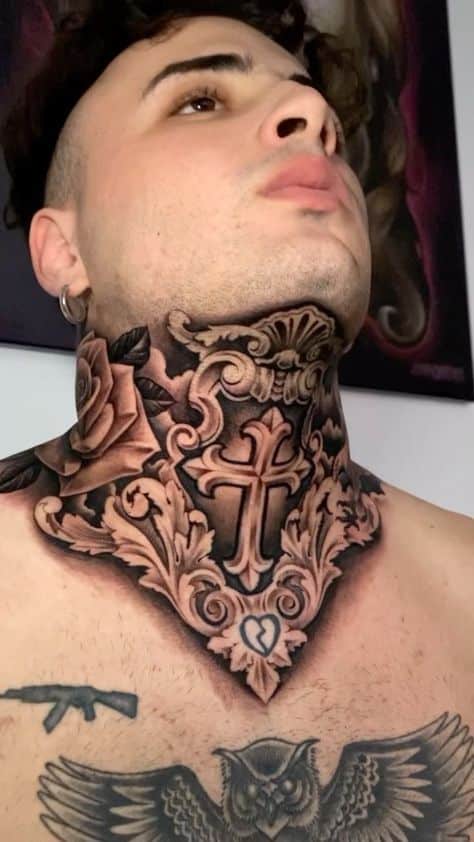 Cross throat tattoos for men