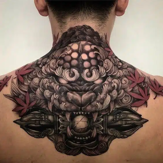 Dragon neck tattoo for men