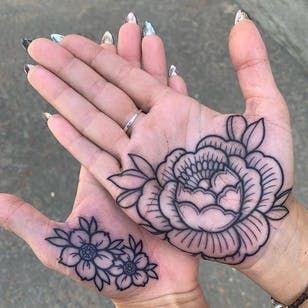 Flowers Palm Tattoo