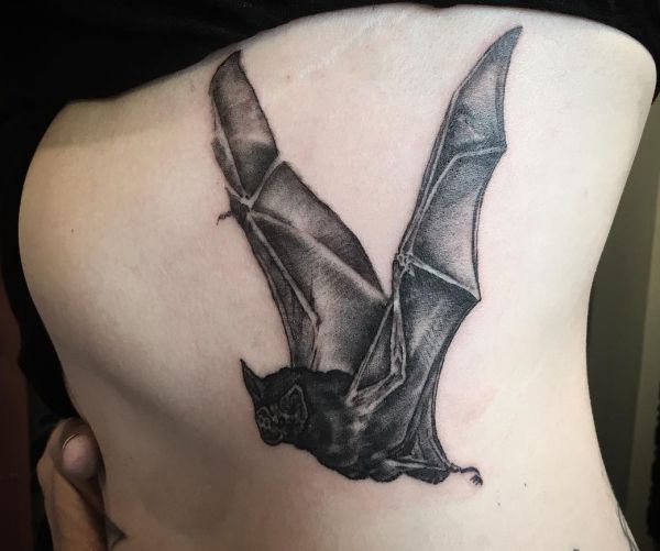 Flying bat tattoo
