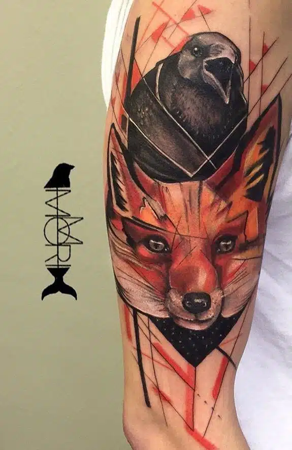 Fox and raven tattoo