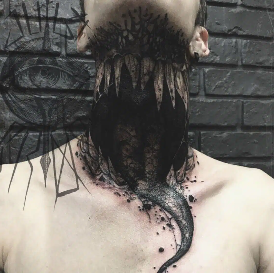 Gothic neck tattoo